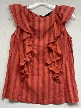 Topshop Striped Ruffle Pinafore Top. Boho, cottagecore, Sz 2